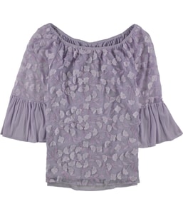 Floral-Applique Off the Shoulder Blouse