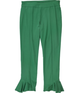 Ruffle-Hem Tapered Cropped Capri Casual Pants
