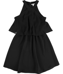 Popover Halter Tiered Shift Dress