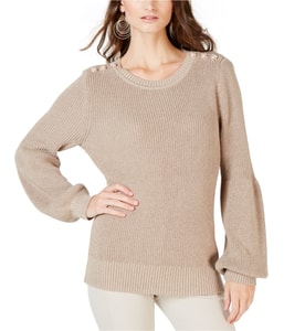 Button-Shoulder Pullover Sweater