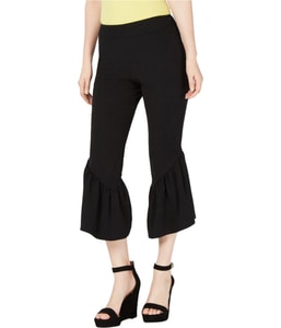 Ruffle-Hem Tapered Cropped Capri Casual Pants