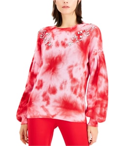 Tie-Dye With Rhinestones Pullover Sweater