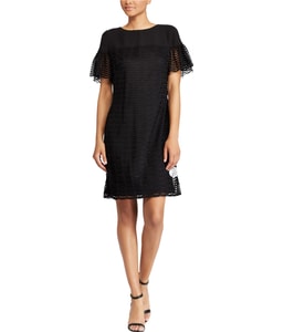 Flutter-Sleeve Shift Cocktail Dress
