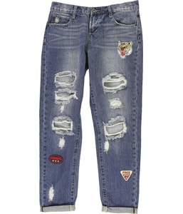 Distressed Relaxed Straight Leg Boyfriend Jeans