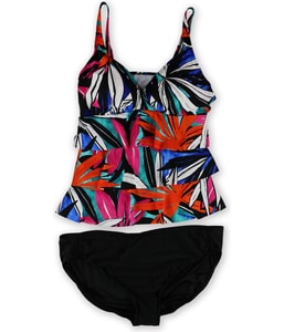 Tropical Ruched Brief 2 Piece Tankini