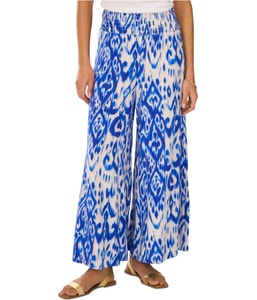 Ikat-Print Smocked-Waist Casual Lounge Pants