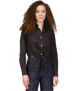 Poplin Tie Front Button Up Shirt