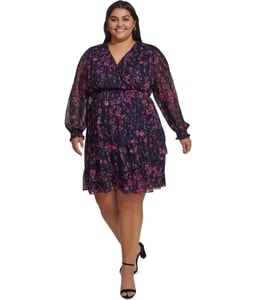 Printed Fit & Flare Blouson Dress