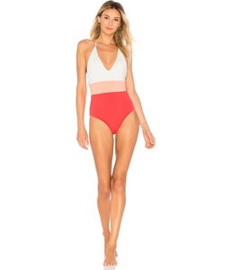 Chase Color Blocked One Piece Halter Top Swimsuit