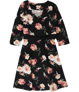 V-Neck Floral Print A-line Dress