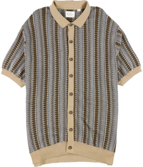 Ben Sherman Textured Stripe Knitted Button Up Shirt
