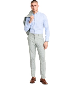 bar III Slim Fit Linen Straight Leg Regular Trousers Suit Pants Dress Pant Slacks