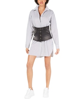 Kendall + Kylie Denim Contrast Shirt Dress