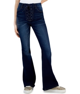 Tinseltown High Rise Lace Up Flare Regular Jeans