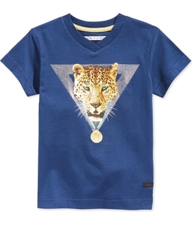 Sean John Leopard V-Neck Graphic T-Shirt