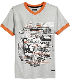 Sean John Lion Striped Graphic T-Shirt