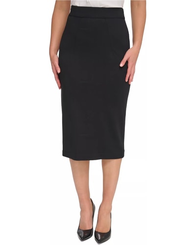 Tommy Hilfiger black ponte pencil skirt styled with pumps