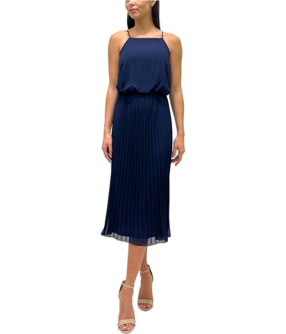 Bloused Bodice Emphasizes Pleated Blouson Dress