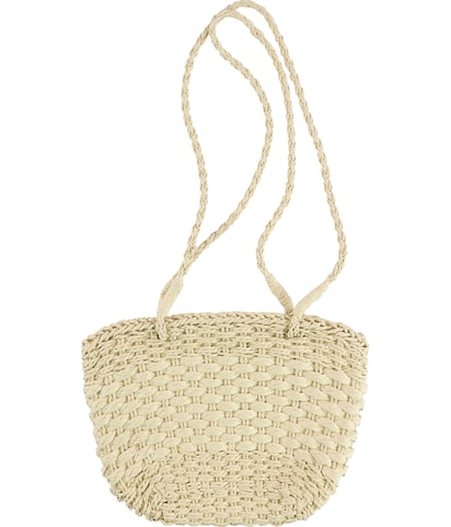 Two Strap Straw Shoulder Handbag Purse