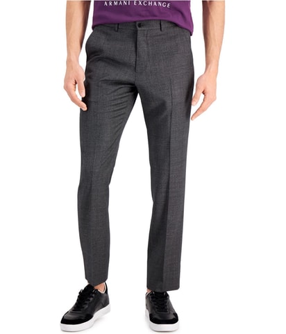 Windowpane Wool Tapered Slim Slacks Dress Pants