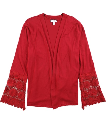 Lace Contrast Cardigan Sweater