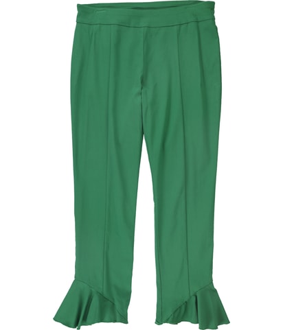Ruffle-Hem Tapered Cropped Capri Casual Pants