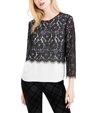 Lace-Overlay Shell Blouse