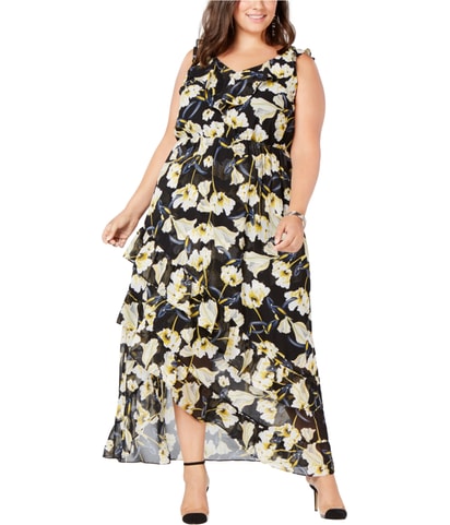 Floral Ruffled High-Low Dress