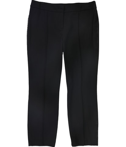 Crochet-Trim Tapered Cropped Capri Casual Pants