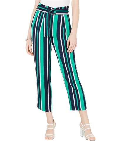 Striped Belted Culottes Relaxed Casual Pants