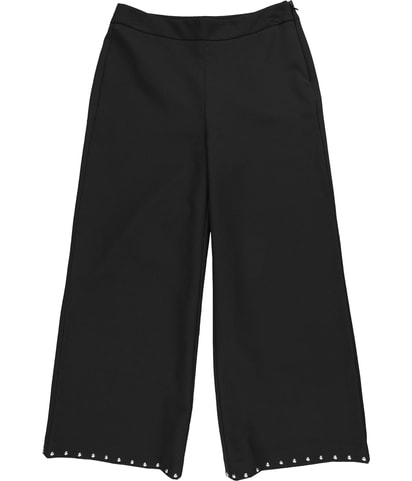 Studded Hem Tapered Cropped Capri Casual Pants