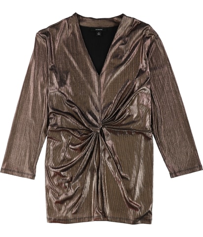 Metallic Twisted-Front Knit Blouse