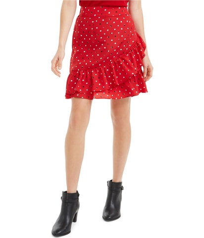 Cross-Ruffle A-line Skirt
