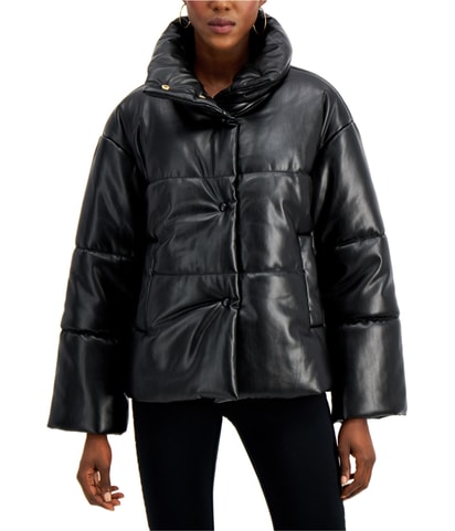 Faux Leather Puffer Jacket
