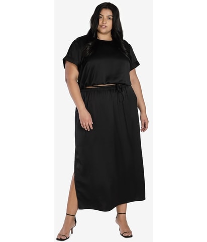 Side Slit Satin Maxi Skirt