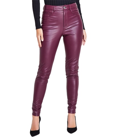 Faux Leather Straight Leg Casual Pants