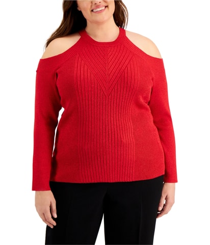 Glitter Cold Shoulder Pullover Sweater