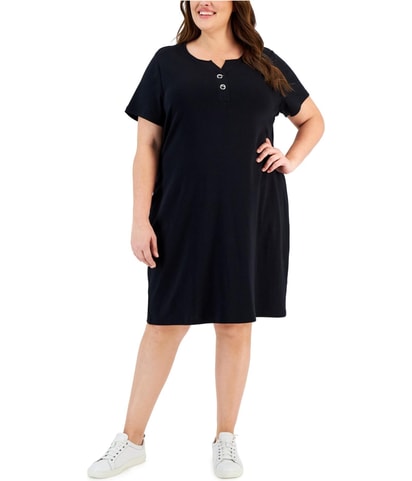Toggle-Neck Midi Dress