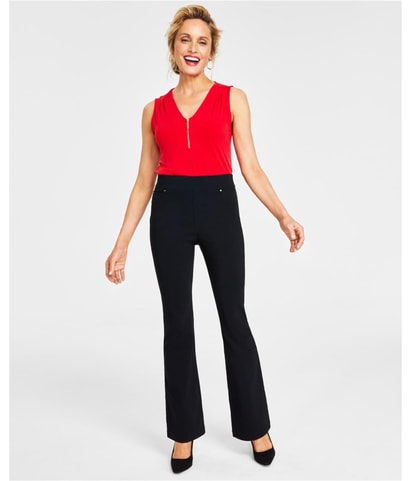 Solid Straight Leg Casual Pants