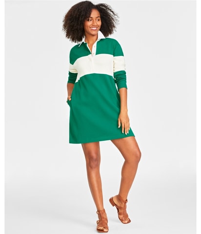 Colorblocked Rugby Shirt Dress