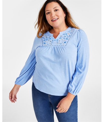 Embroidered Knit Blouse