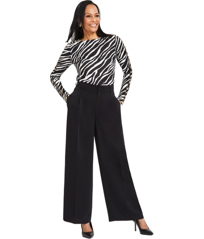Solid Wide Leg Casual Pants
