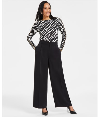 Solid Wide Leg Casual Pants