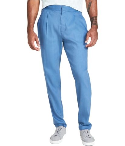 Linen Blend Pleated-Front Straight Leg Casual Pants