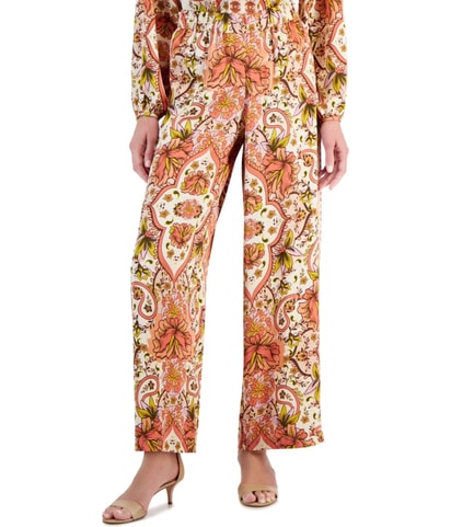 Graphic Wide Leg Slouchy Casual Pants