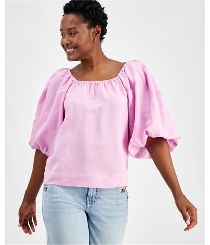 Linen Blend Knit Blouse