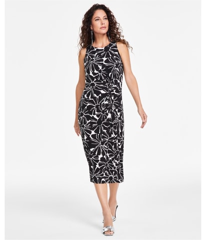 Floral Twist Front Midi Dress