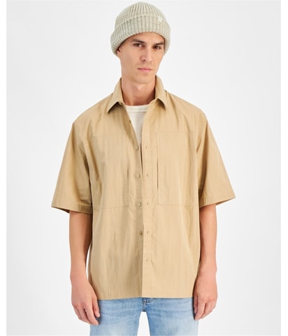 Relaxed-Fit Cotton-Blend Button Up Shirt