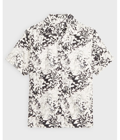 Printed Camp Collar Button Up Shirt