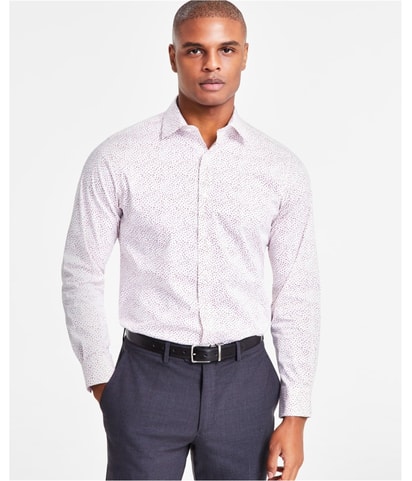 Slim-Fit Dash-Print Button Down Dress Shirt